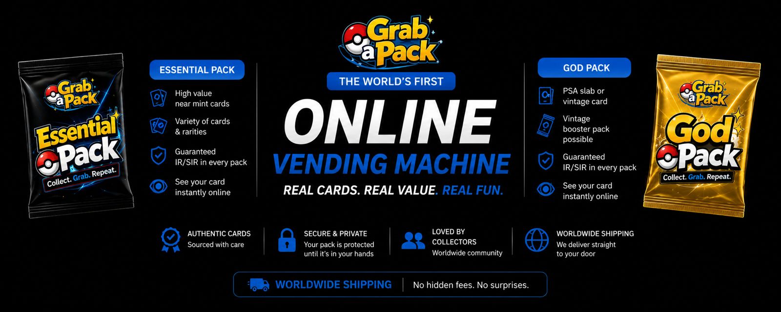 The World's First Online Vending Machine — Essential Pack, God Pack, Worldwide Shipping